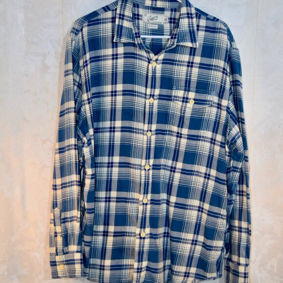 Grayers Men's XL | Blue Cream Plaid Heritage Flannel Shirt | Long Sleeve Cotton - Picture 1 of 5